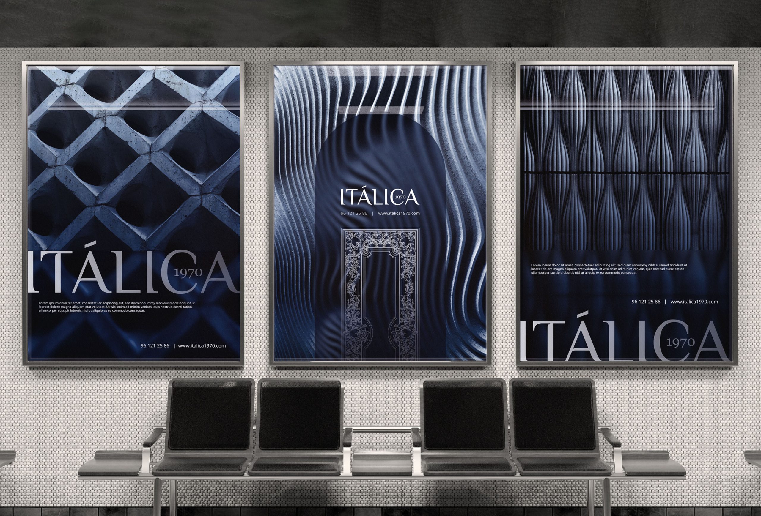 Three Vertical billboards in subway station Mockup Three Vertical billboards in subway station Mockup