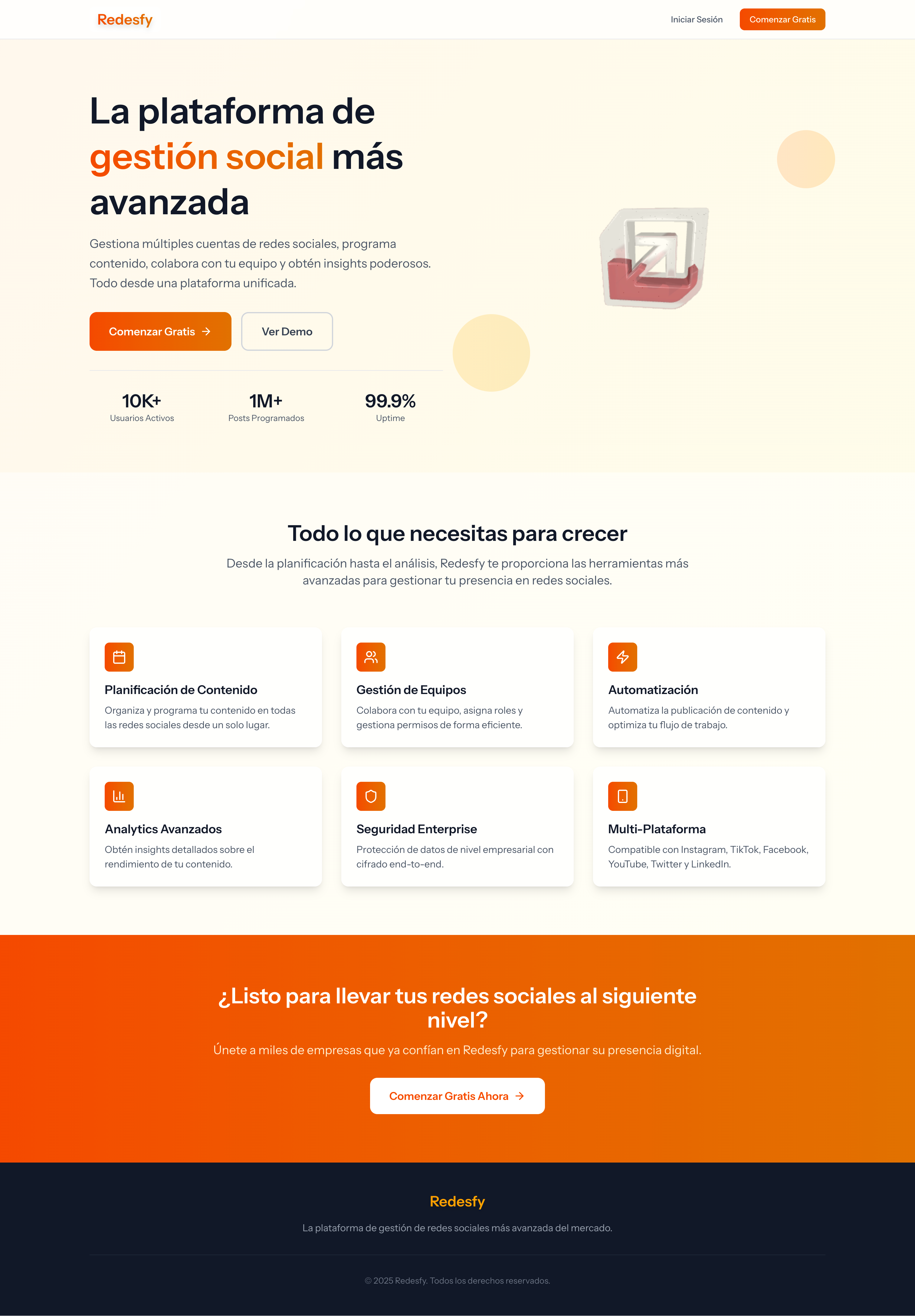Redesfy — vista de la interfaz
